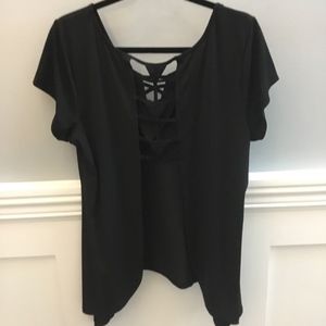Black open back shirt
